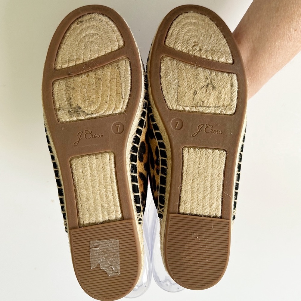 J. Crew Espadrille Mules Leopard Calf Hair Size 7 - Picture 10 of 10